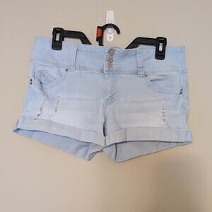 WannaBettaButt YMI Blue Short Shorts With Three Buttons